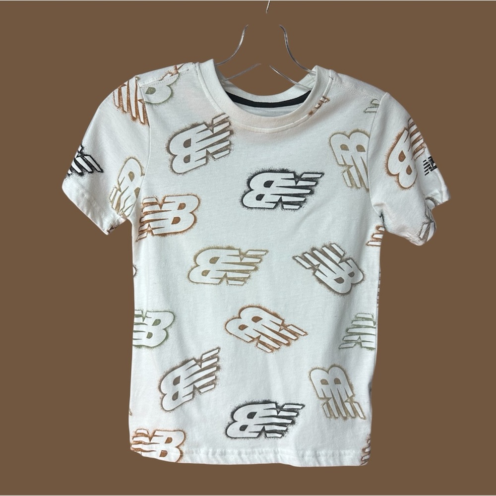 New Balance Kids' White and Black Logo Tee